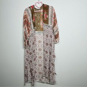 Michael Stars Bohemian Floral and Geometric Print Kimono Coverup One Size